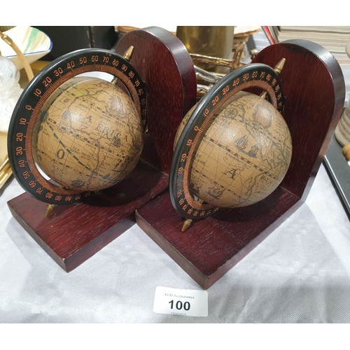 100 - A pair of globe book ends. UK shipping £14.