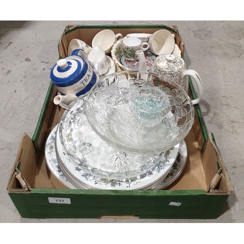 131 - A box of glass and ceramics including Royal Doulton. No shipping. Arrange your own packer and shippe... 