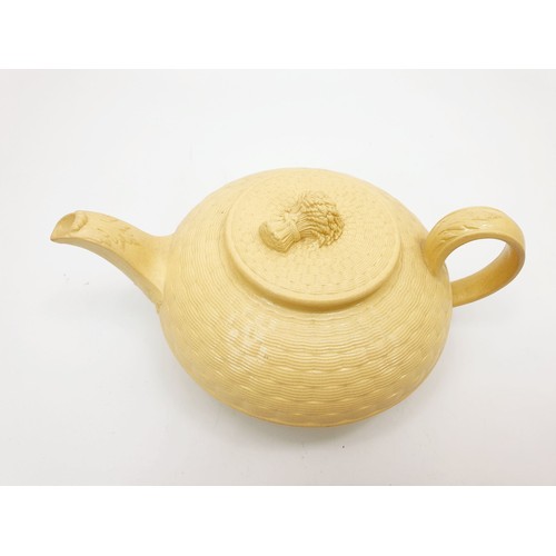 183 - A 19th century Wedgewood basket weave teapot, length 8.5