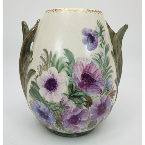 189 - A vintage Sylvac vase hand painted with flowers signed E. Bentley, height 6.5