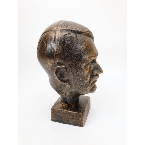 191 - A cast iron bust of Adolph Hitler, height 8.25