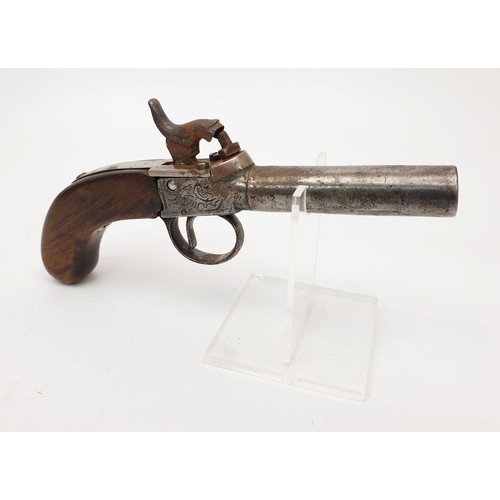 277 - A mid 19th century turn-off barrel percussion pocket pistol, A/F, length 7.25