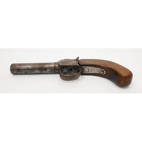 277 - A mid 19th century turn-off barrel percussion pocket pistol, A/F, length 7.25