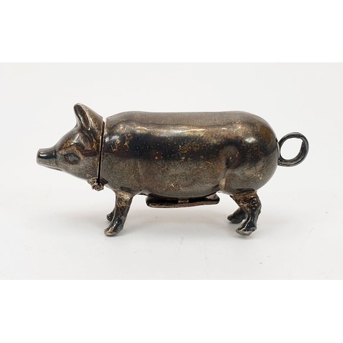 278 - A 925 silver vesta case in the form of a pig, length 2