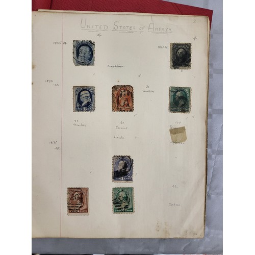 211 - A stamp album containing Penny Reds and one other book containing antique American stamps. UK shippi... 