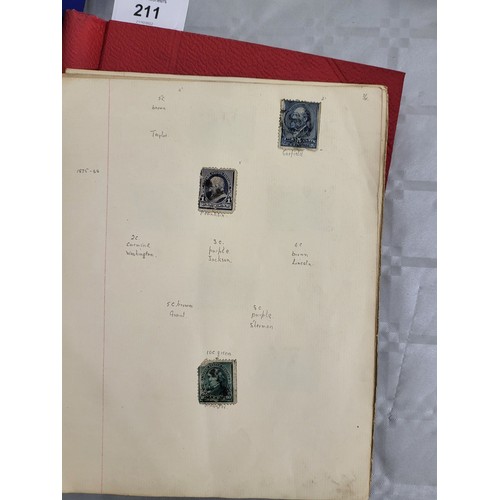 211 - A stamp album containing Penny Reds and one other book containing antique American stamps. UK shippi... 