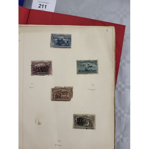 211 - A stamp album containing Penny Reds and one other book containing antique American stamps. UK shippi... 