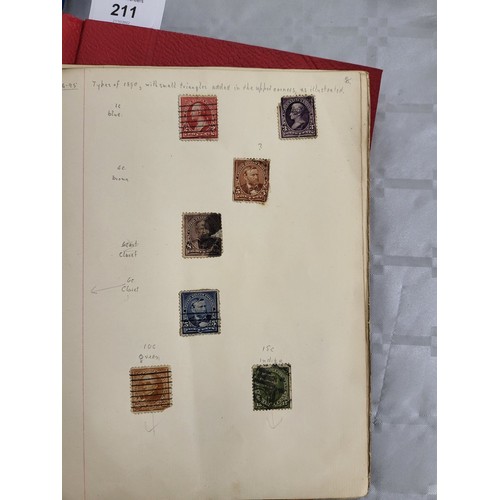 211 - A stamp album containing Penny Reds and one other book containing antique American stamps. UK shippi... 