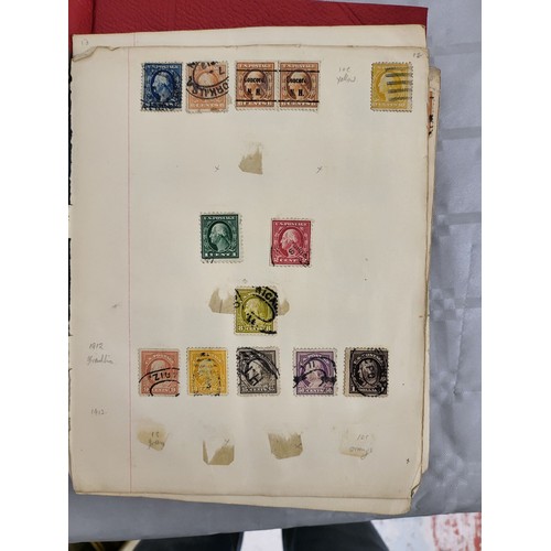 211 - A stamp album containing Penny Reds and one other book containing antique American stamps. UK shippi... 