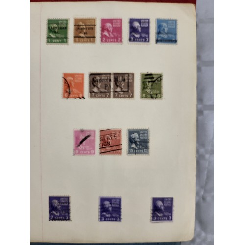 211 - A stamp album containing Penny Reds and one other book containing antique American stamps. UK shippi... 