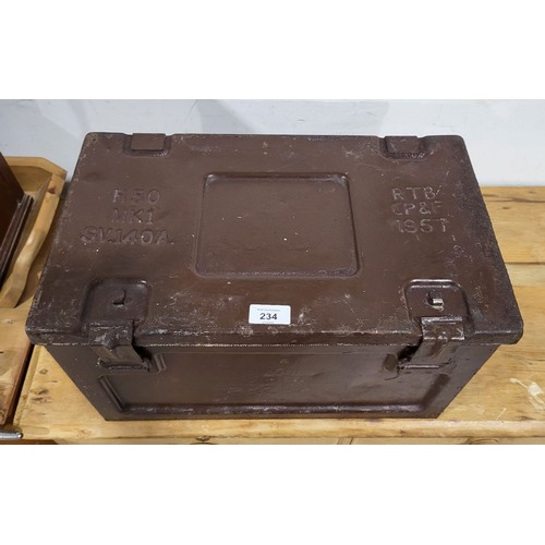 234 - A vintage metal ammunition crate, width 17.75