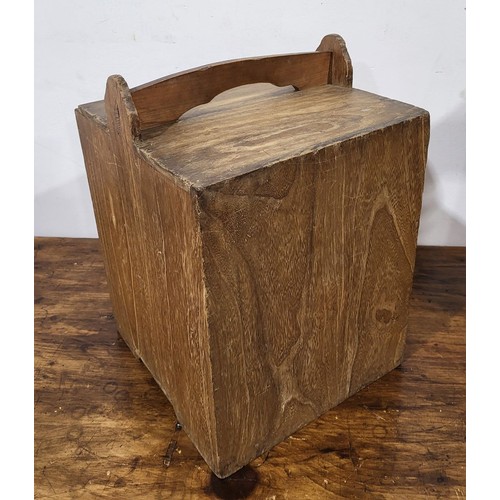 240 - A vintage pine Japanese tea carrying crate with one door and writing, height 15