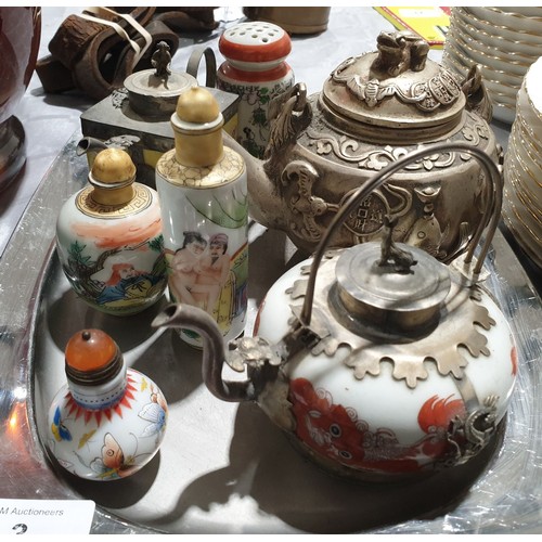 3 - Chinese teapots and snuff bottles. No shipping.  Arrange collection or your own packer and shipper, ... 