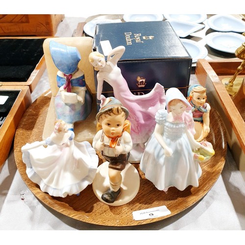 9 - Two Royal Doulton figures, two Hummel figures one A/F and other ceramics. No shipping. Arrange colle... 