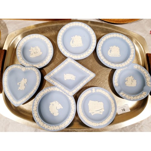 16 - Eight Wedgewood Blue Jasper trinket dishes. No shipping. Arrange collection or your own packer and s... 