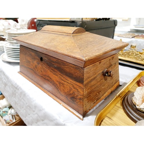 18 - A 19th century sarcophagus shaped tea caddy A/F, width 13.25