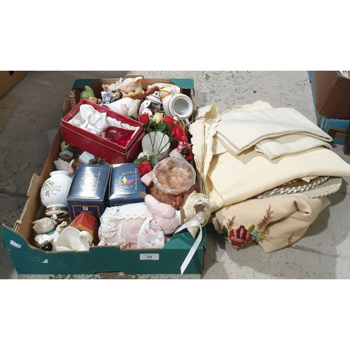 29 - A box of bric-a-brac and soft goods. No shipping. Arrange collection or your own packer and shipper,... 