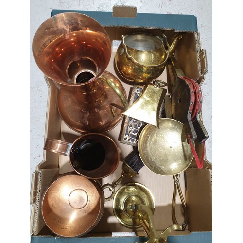 48 - A box of metalware. No shipping. Arrange collection or your own packer and shipper, please.