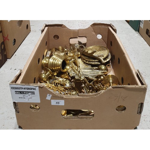 49 - A box of brassware. UK shipping £14.