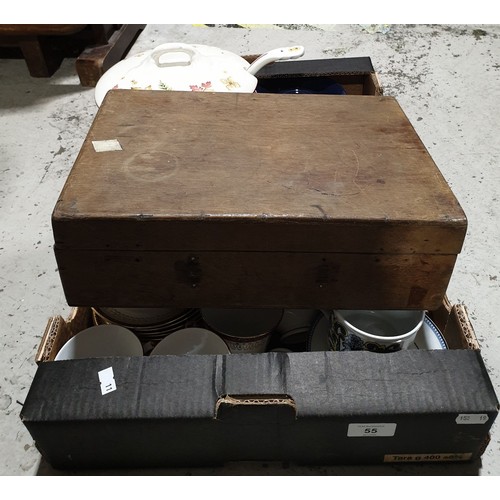 55 - A box including a Winton tureen. No shipping. Arrange collection or your own packer and shipper, ple... 