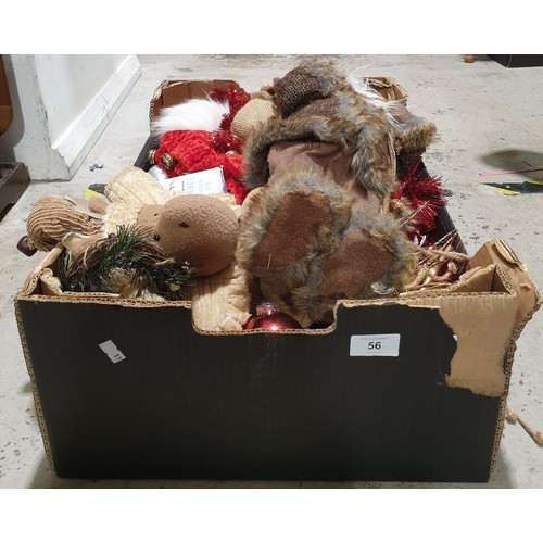 56 - A box of Christmas decorations. No shipping. Arrange collection or your own packer and shipper, plea... 