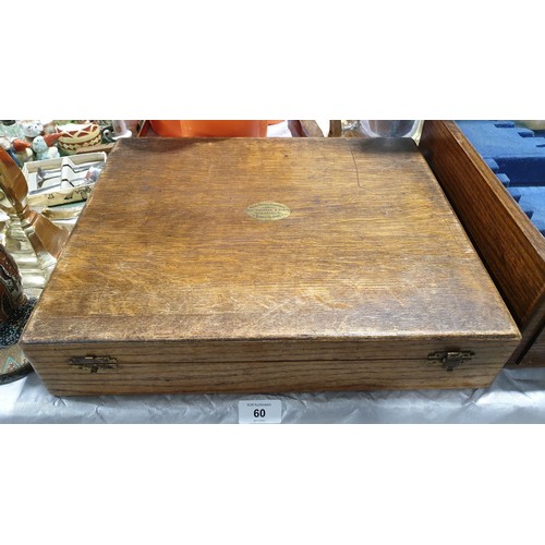 60 - A vintage oak canteen box, width 15.75