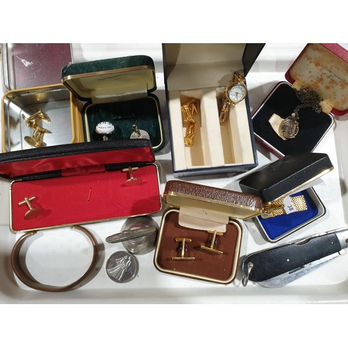 63 - A selection of cufflinks, jewellery and assorted. UK shipping £14.