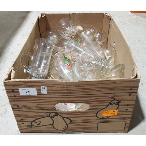 75 - A box of Babycham and other glasses. No shipping. Arrange collection or your own packer and shipper,... 