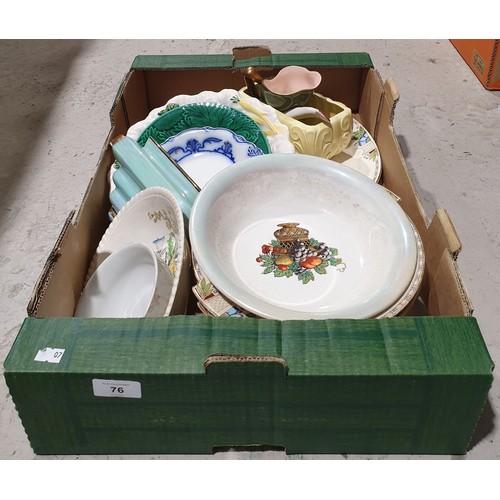 76 - A box including a Carltonware jug. No shipping. Arrange collection or your own packer and shipper, p... 