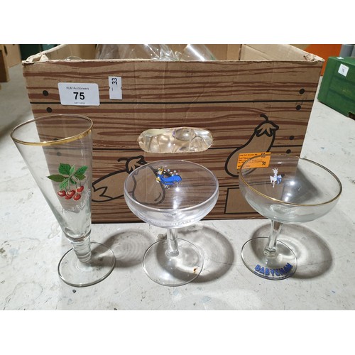 75 - A box of Babycham and other glasses. No shipping. Arrange collection or your own packer and shipper,... 