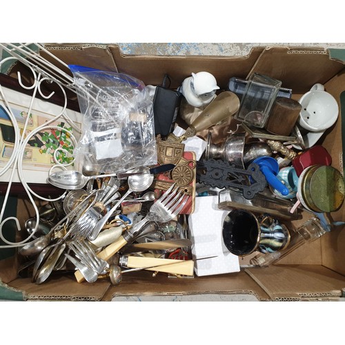 103 - A box of assorted including flatware. No shipping. Arrange collection or your own packer and shipper... 