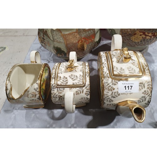 117 - An Art Deco Sadler three piece tea set. No shipping. Arrange collection or your own packer and shipp... 