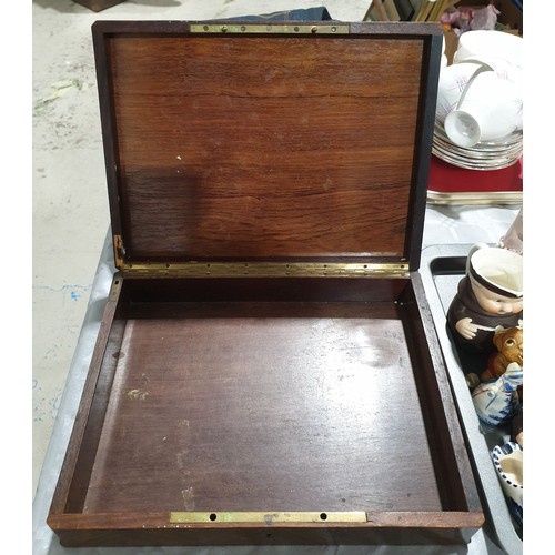 136 - An antique mahogany inlaid box, width 12.25