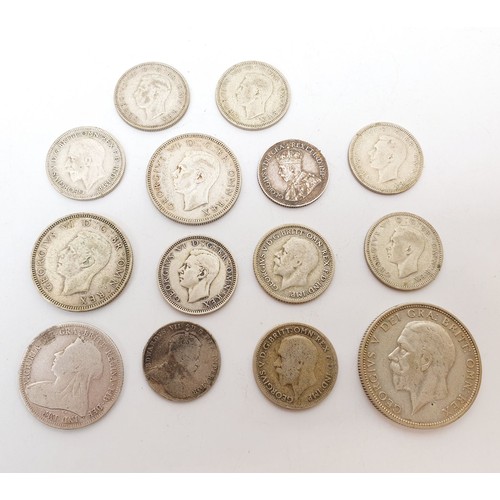 301 - A selection of Victorian and later silver coins, weight 54g. UK shipping £14.