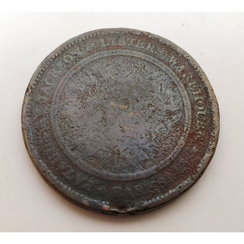 306 - An 1812 Jackson & Lister's Warehouse Barnsley token. UK shipping £14.