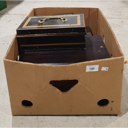 140 - A Remy Martin writing slope and three cash boxes. No shipping. Arrange collection or your own packer... 