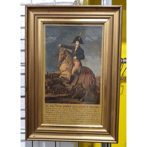 174 - Two hand coloured military prints on glass, the largest 12.5