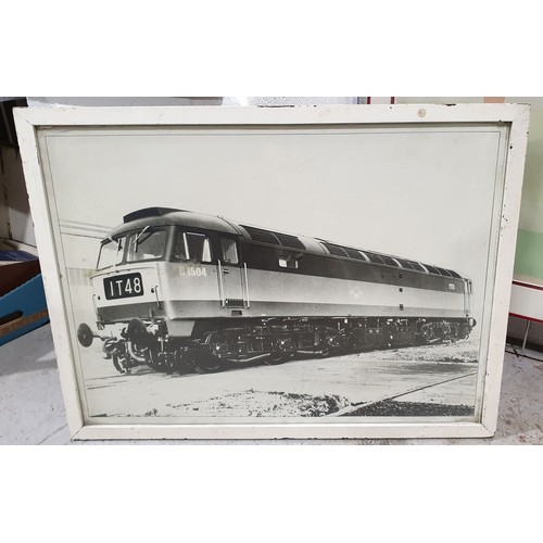 184 - Two framed photographs of train engines, the largest 20.5