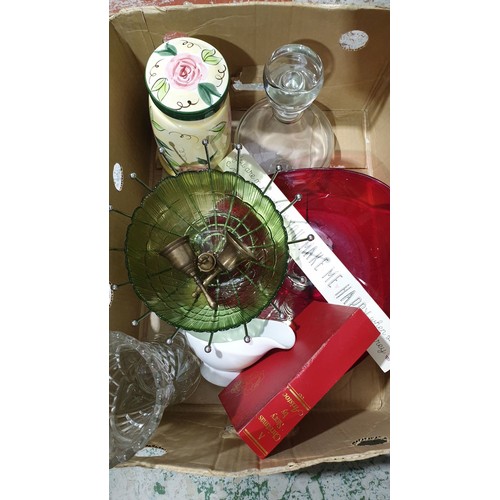 186 - A box including a ship's decanter. No shipping. Arrange collection or your own packer and shipper, p... 