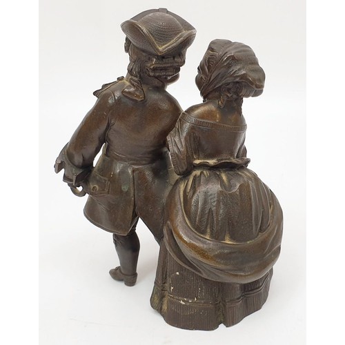 192 - A pair of 19th century bronzes modelled as children dressed in 18th century costume, the tallest 5.2... 