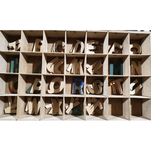 463 - A box containing wooden letters, width 30.25