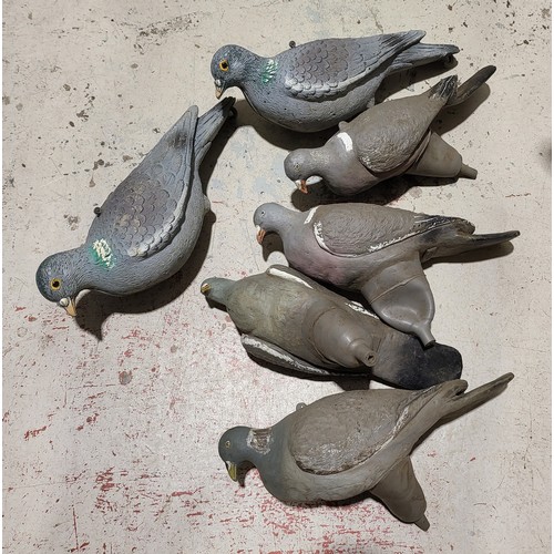 47 - Six plastic and rubber pigeon decoys. UK shipping £14.