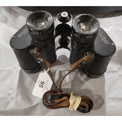 95 - A vintage pair of Wray binoculars. UK shipping £14.