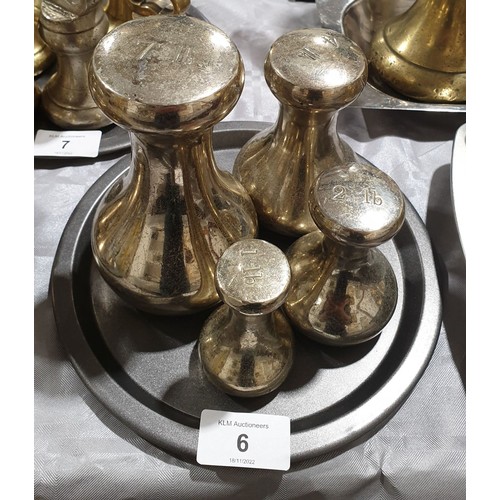 6 - A 7lb capstan weight together with three other capstan weights. UK shipping £14.