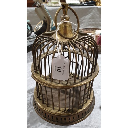 10 - A decorative brass birdcage, height 9