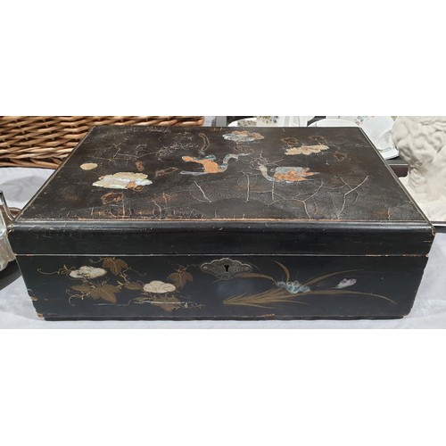 20 - An antique lacquered writing slope A/F, width 14.5