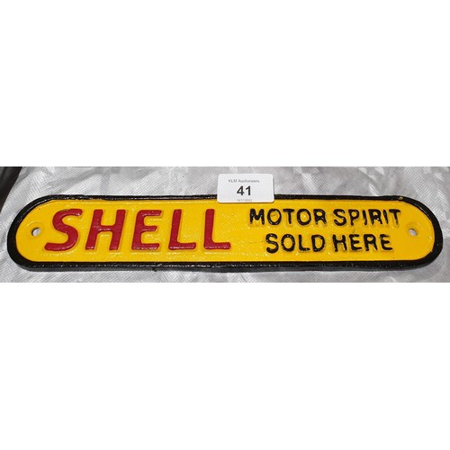 41 - A cast iron Shell Motorspirit wall plaque, width 11