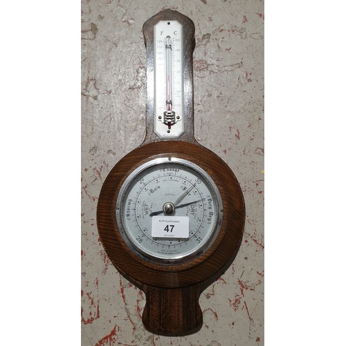 47 - A vintage oak barometer, length 15.25