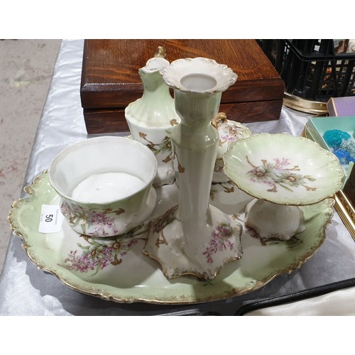 50 - An early 20th century Limoges dressing table set. No shipping. Arrange collection or your own packer... 