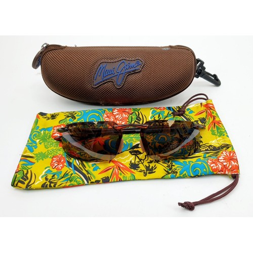 334 - A pair of Maui Jim sunglasses with hard and soft case. UK shipping £14.